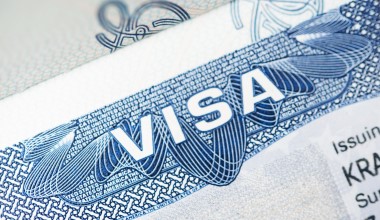 American Visa Closeup Photo. Visa Issued By American Embassy